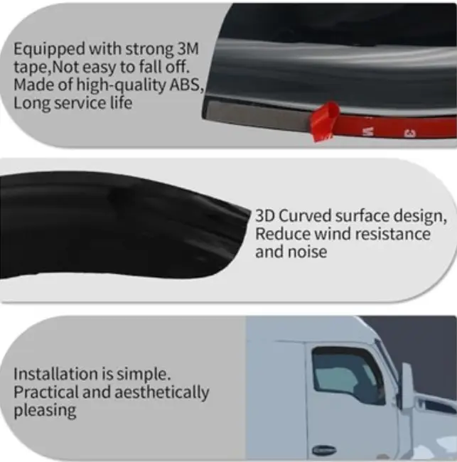 Window Air Guard Deflectors Compatible With 2007-2017 Freightliner Cascadia