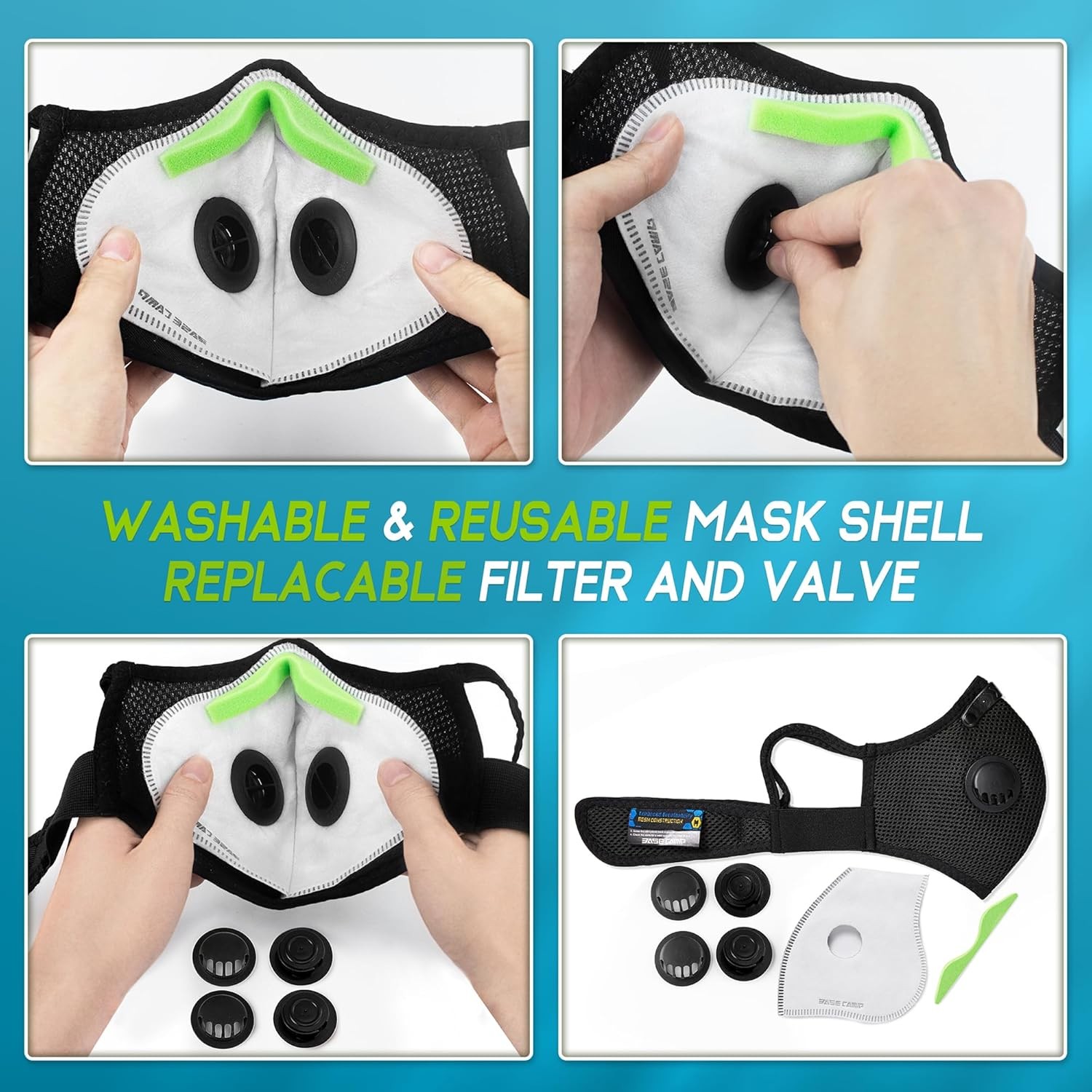 Sport Cycling Face Mask With Active Carbon Filter Breathing Valves Washable — image 11