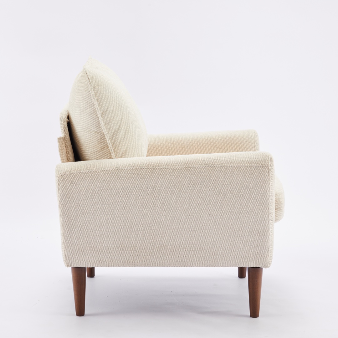 A Reading Chair With Cushioned Seat And Wooden Legs, Along With A Wide Single-person Modern Leisure Sofa image 8