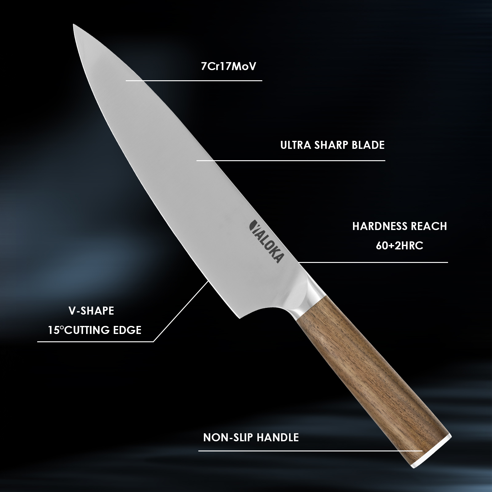 Japanese Chef Knife - 8-Inch Gyuto, Ultra Sharp. PROFESSIONAL CHEF KNIFE - The YALOKA chef knife's simple beauty and practical functionality make it a must-have for every kitchen. Its full handle design, without rivets, balances the vegetable knife for ma