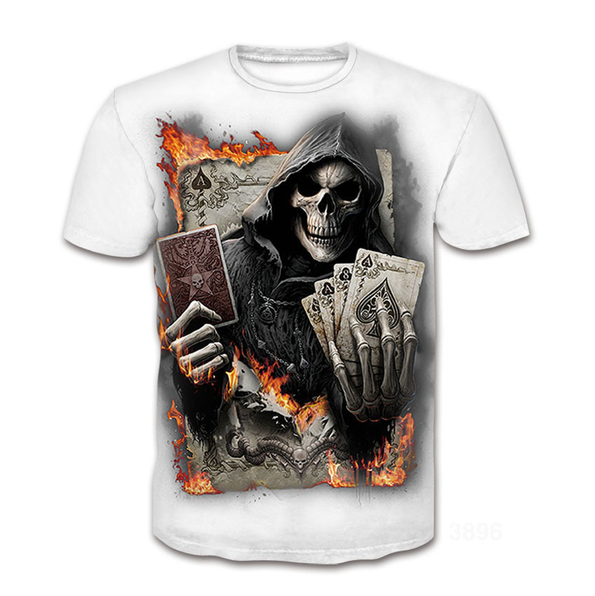 Title 2, T-shirt uomo con stampa digitale 3D teschio, gi...