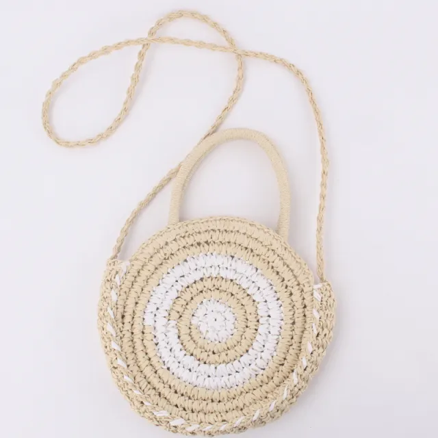 Beach Braided Bag Round Tote Shoulder White - Shop at LoveMi