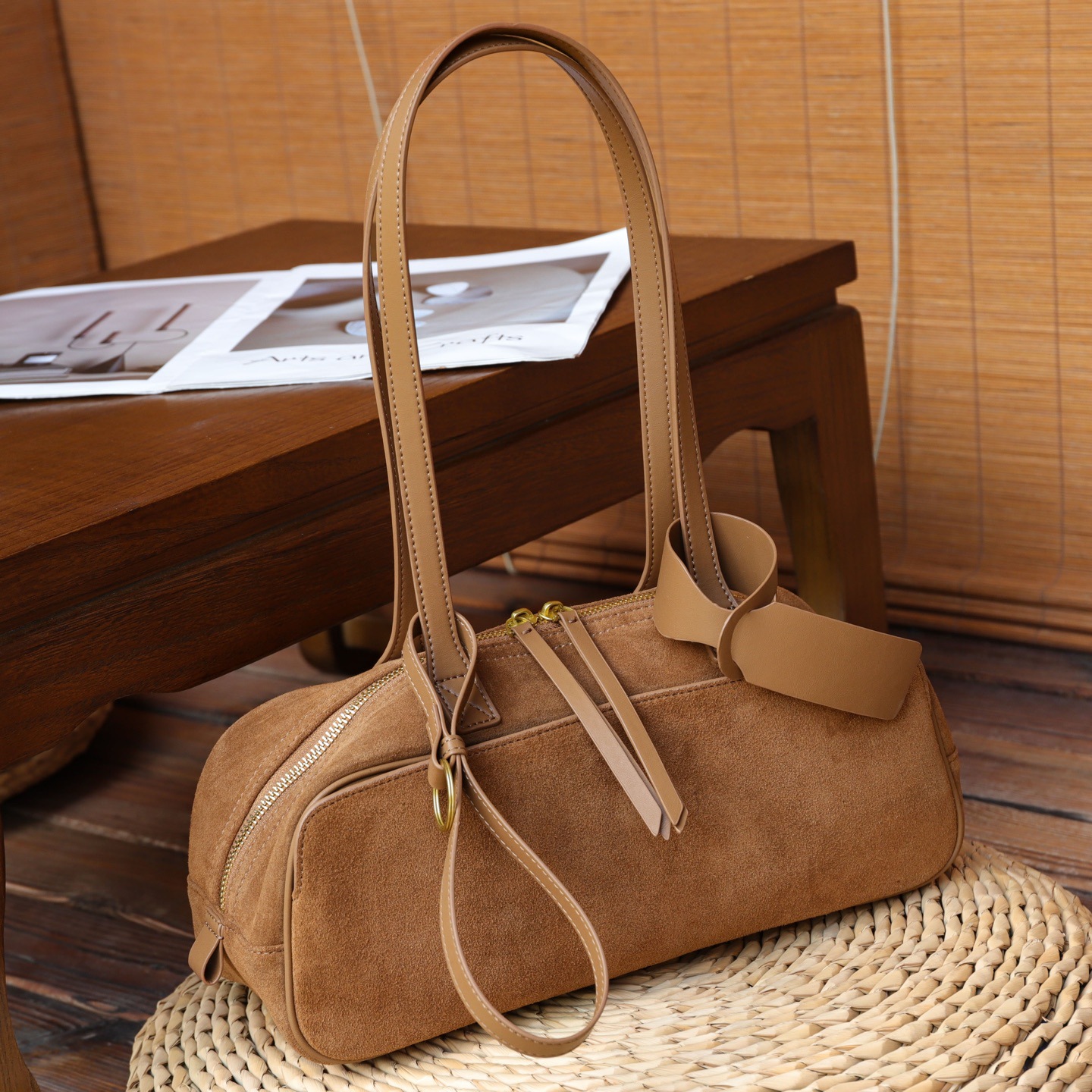 Sac de bowling en cuir de vache mat de niche pour femmes-nouveau sac à main