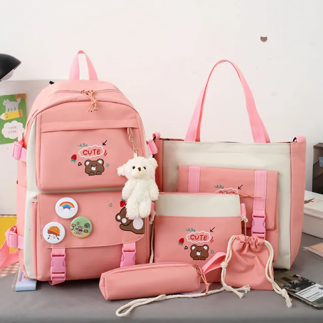 Multi piece Schoolbag Girl Elementary School Girl Light And Cute Summer Pink - Shop at LoveMi