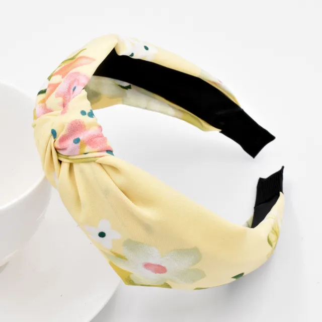 Mori Knotted Retro Flowers Hairband Girls Yellow - Shop at LoveMi