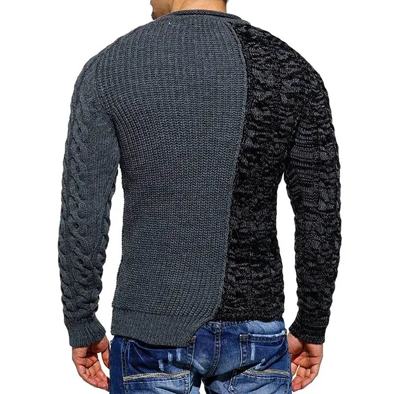 Men's Fashion Round Neck Color Block Slim Sweater