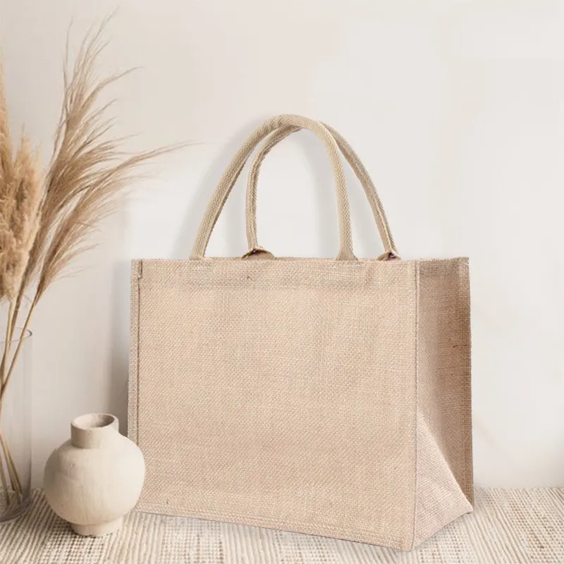 Jute Bag Covered With Waterproof Core-covered Handle, Jute Bag - Red