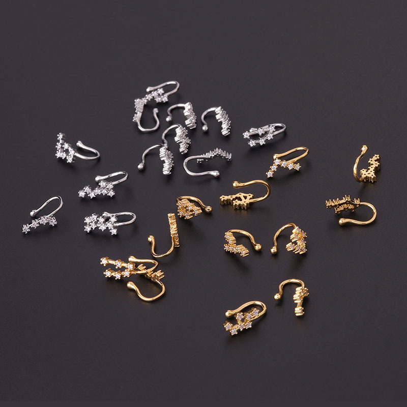 12 Constellation Copper Inlaid Zircon Non-porous Pierced Nose Ornament