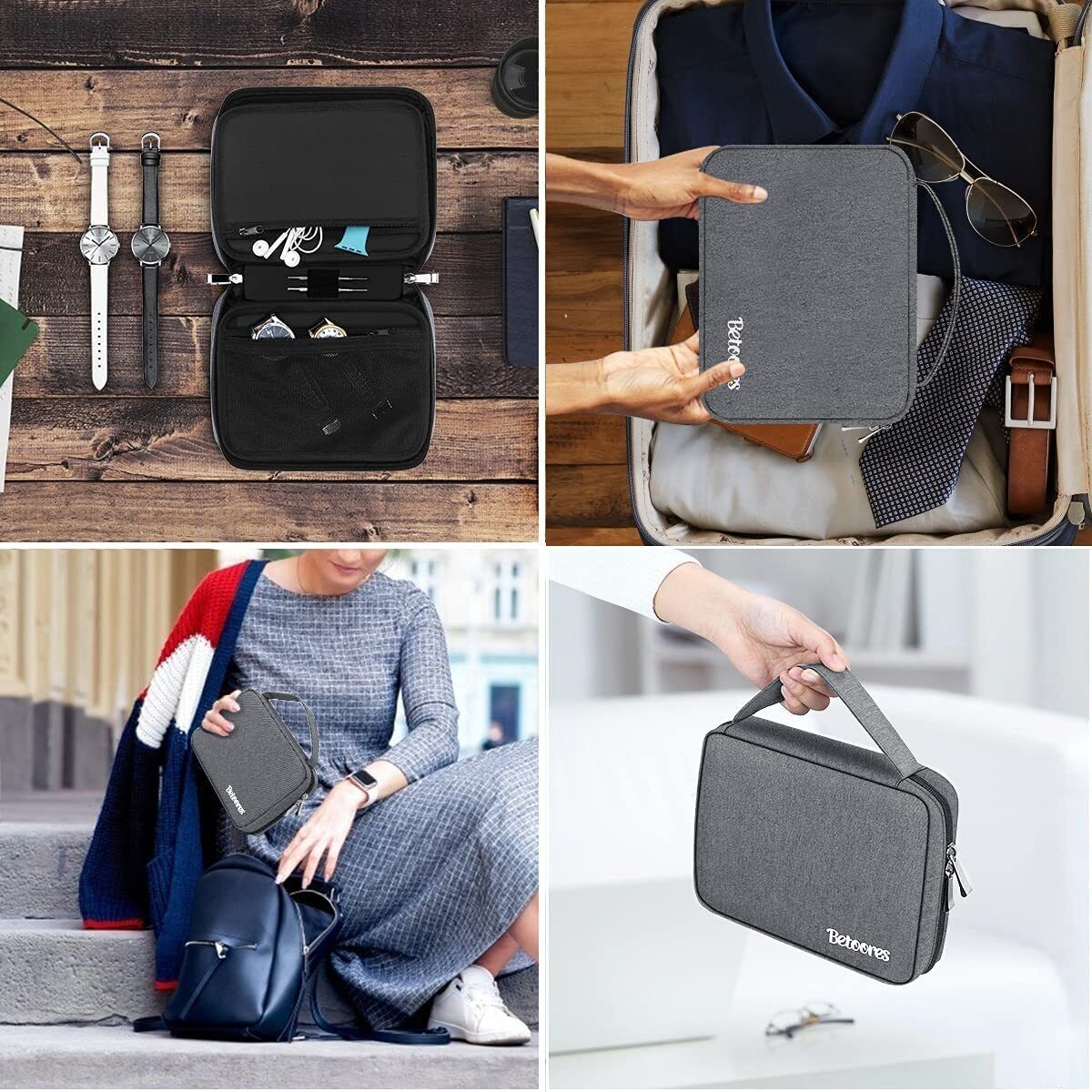 Portable Watch Strap Band Organizer Storage Bag Holder Travel Case Women Men---grey