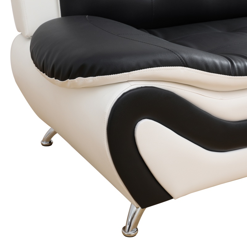 Pickup Only--Black & White Faux Leather 3-Piece Couch Living Room Sofa Set