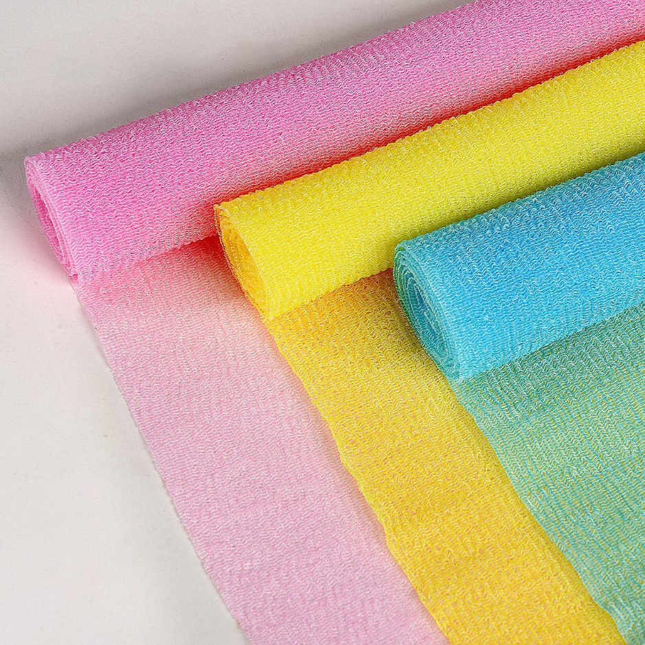 Exfoliating Shower Towel Body Scrubber, Peach Purple Pink, 3 Pack 3