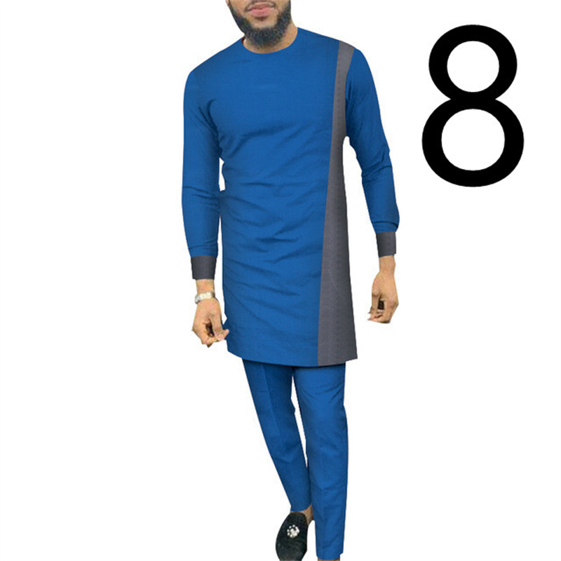 بدلة رجالية كاجوال بقميص بأكمام طويلة وسروال