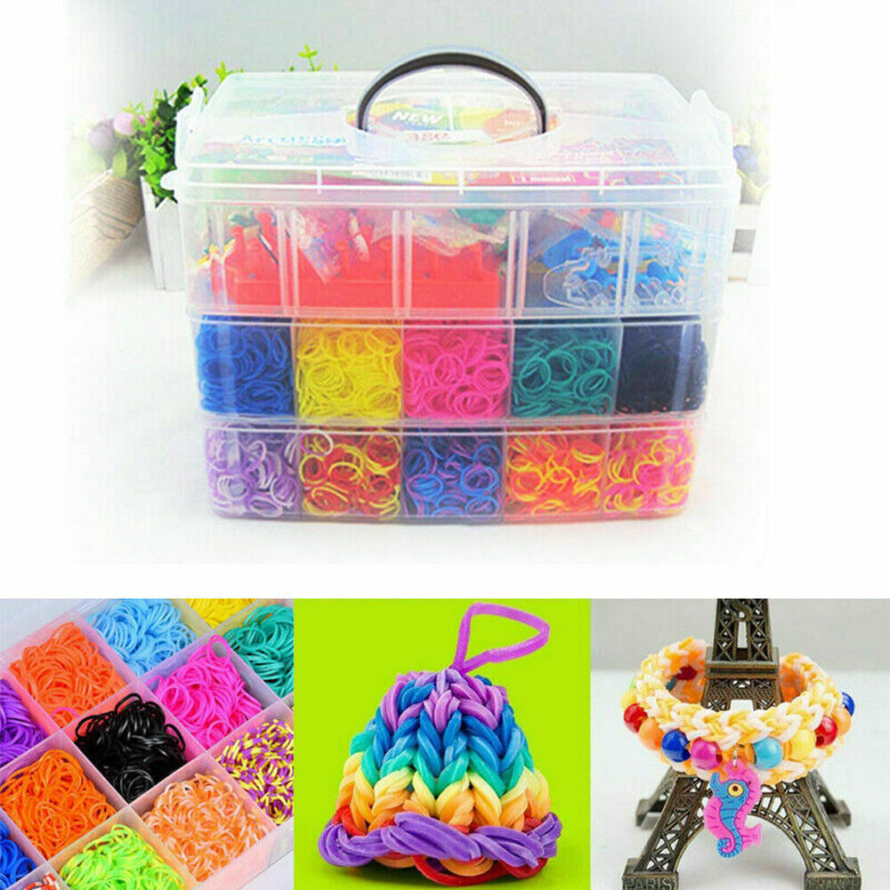 15000Pcs Kit Box Rubber Loom Bands Children Mult-color Make Woven Bracelet DIY 5