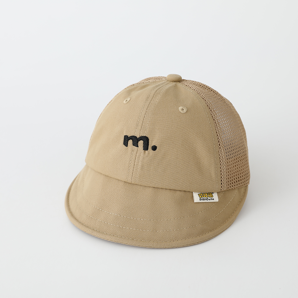 Summer Children's Soft Brimmed Netting Patchwork Design Three-dimensional M-letter Embroidered Baseball Cap, Fresh Style Baby Sun Hat