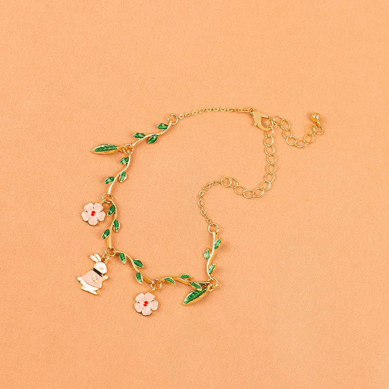 Girly Heart Sakura Green Leaf Rabbit Bracelet