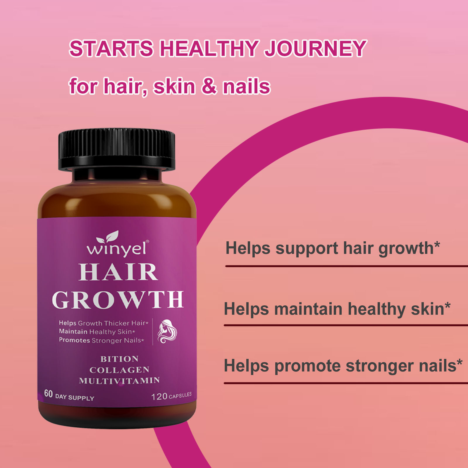 Hair Growth Vitamins Containing 1,000 Mcg Ofbiotin, Collagen, Saw Palmetto, And Other Naturalingredients To Promote Stronger, Healthier Hair,skin, And Nails, Effectively .60-day Supply.