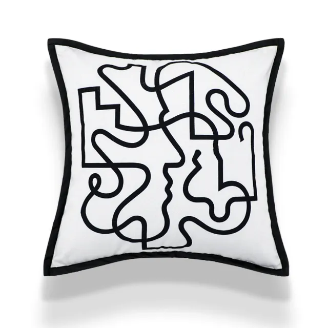 Living Room Sofa Velvet Printing Pillow Cushion Cover Printing Art Line - Shop at LoveMi