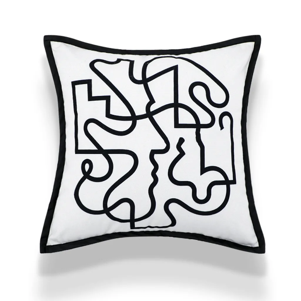 Living Room Sofa Velvet Printing Pillow Cushion Cover - Printing Art Line