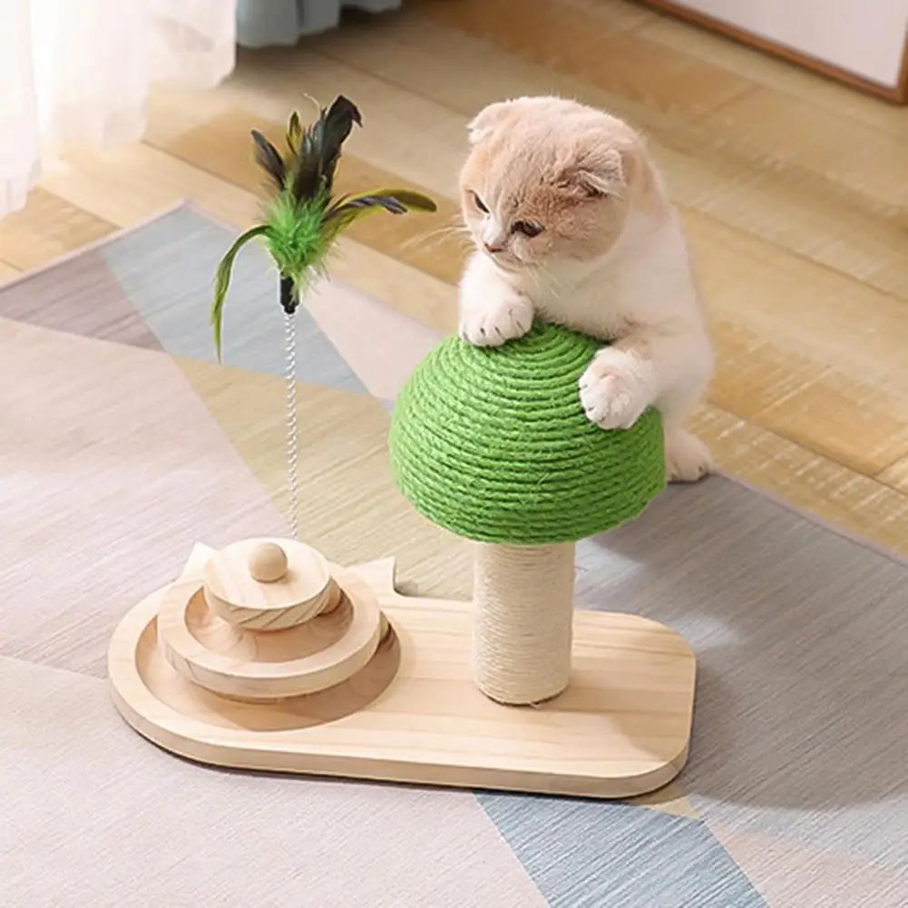 Title 4, Cat Toys Scratching Post Mushroom Sisal Rope Sc...