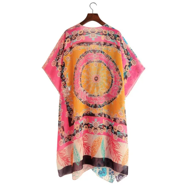 Summer Beach Seaside Holiday Chiffon Sun Protection Clothing Pink Yellow - Shop at LoveMi