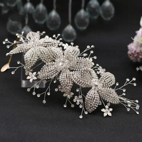 Flower Rhinestone Hair Accessories Bridal Wedding Band
