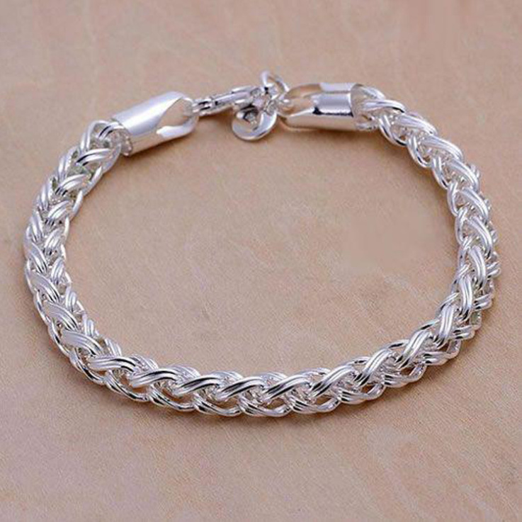 New Women's Silver Plated Multi-layer Cross Woven Lace Thick Bracelet