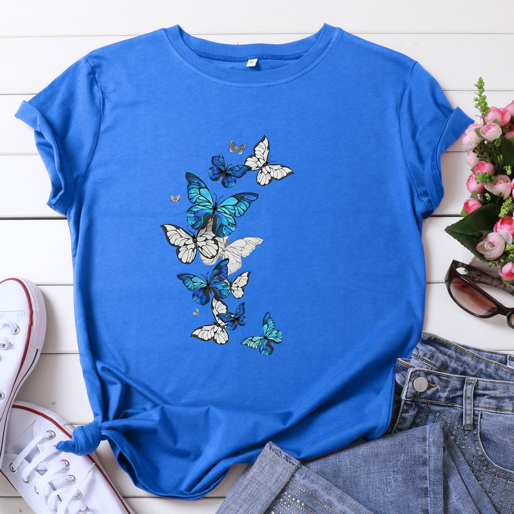 Title 13, Womens fashion flying butterfly print cotton r...