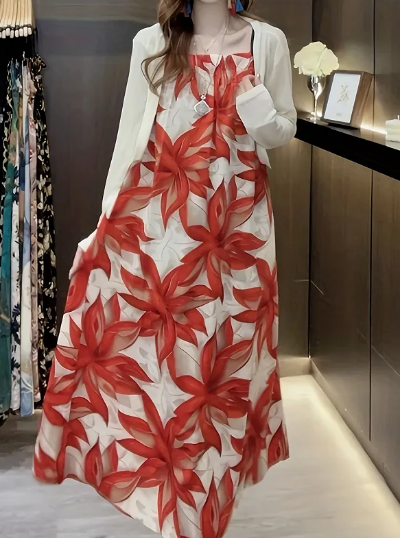 Women's Elegant Vintage Floral Dress Style1 - Shop at LoveMi