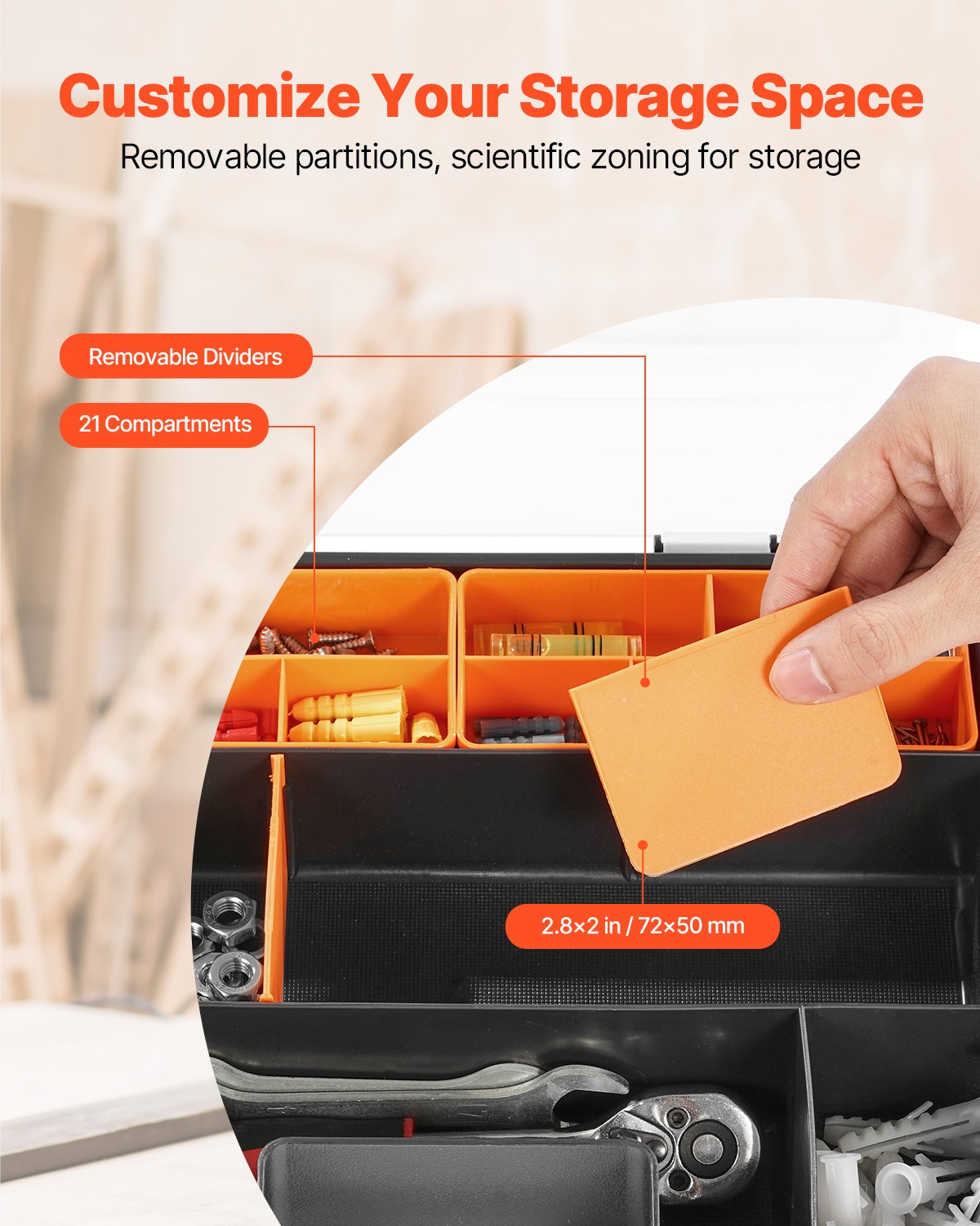 Single Sided 3Pack Small Parts Organizer 21Compartment Organizer Box With Removable Divider image 3
