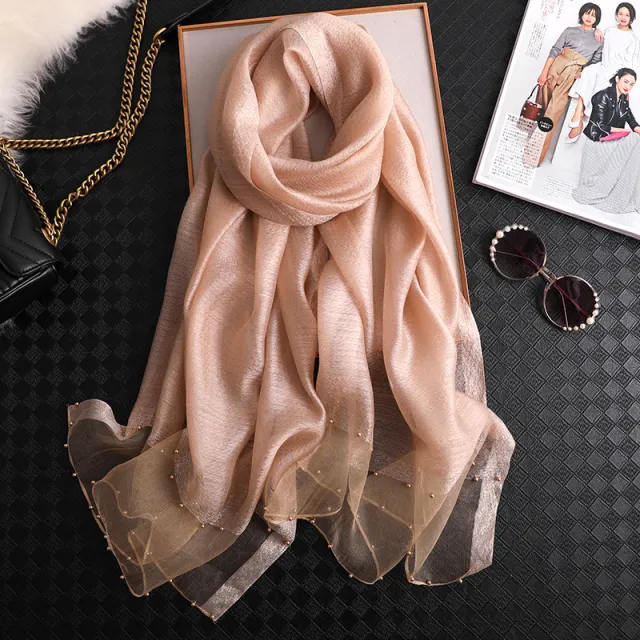 Fashion Big Red Silk Scarf Women's Thin Scarf All match Champagne - Shop at LoveMi