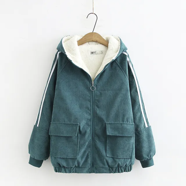 The New Plus Size MM Was Thin And Velvet Corduroy Corduroy Jacket Green - Shop at LoveMi