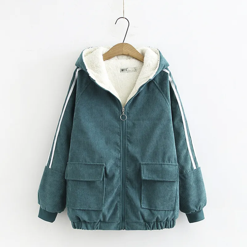 The New Plus Size MM Was Thin And Velvet Corduroy Corduroy Jacket - Green