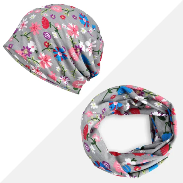 Spring And Summer Thin Cotton Flower Print Pullover Small Flowers Grey - Shop at LoveMi
