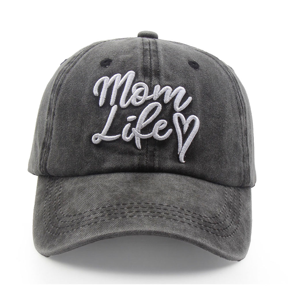 Mom Life Embroidered Baseball Cap,Washed Cotton Adjustable Hat For Women, Vintage Low Profile Sun Hat