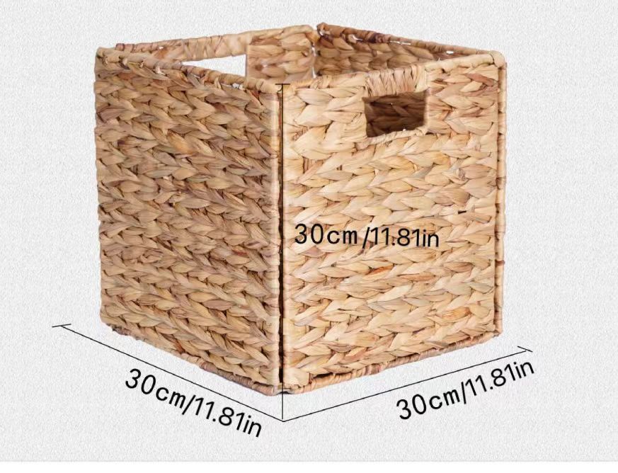 Pack Of 4 Handcrafted Water Hyacinth Grass Woven Storage Basket - Foldable — image 6