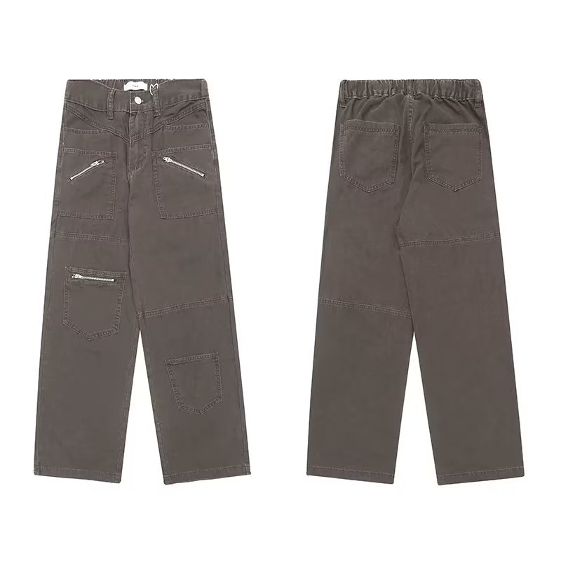 Men's Fashion Casual Vintage Do-over Multi-pocket Washed Jeans - Image 1