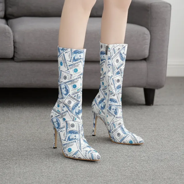Pointed Toe Stiletto Mid Tube US Dollar Womens Boots Usd 37 - Shop at LoveMi