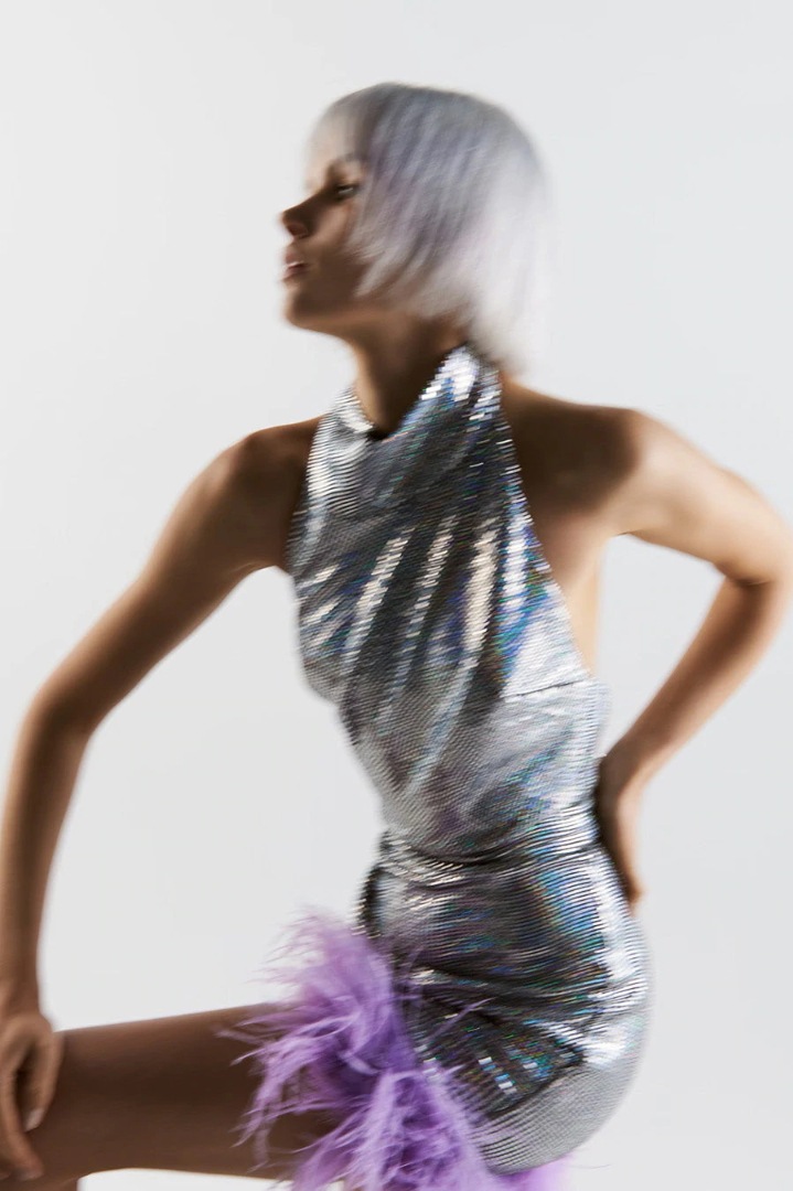 Sequin Halter-Neck Short Dress, picture 4 of 5