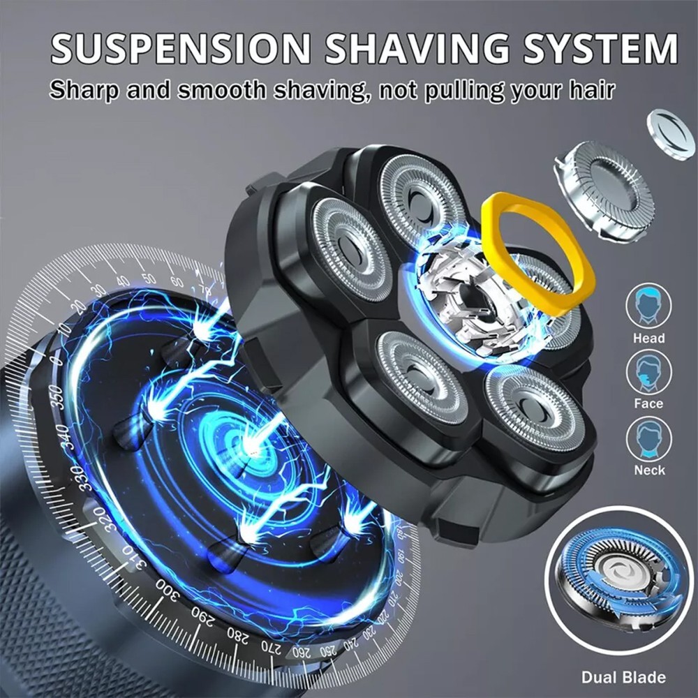 6D Electric Head Shaver For Bald Men Magnetic Razor Wet Dry Beard Hair Trimmer — image 7