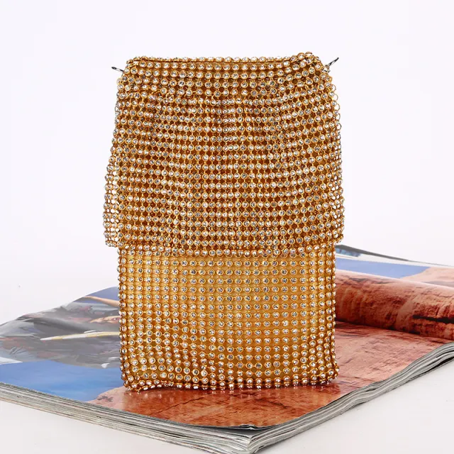 Creative Rhinestone Clutch Vertical Style Ladies Gold - Shop at LoveMi