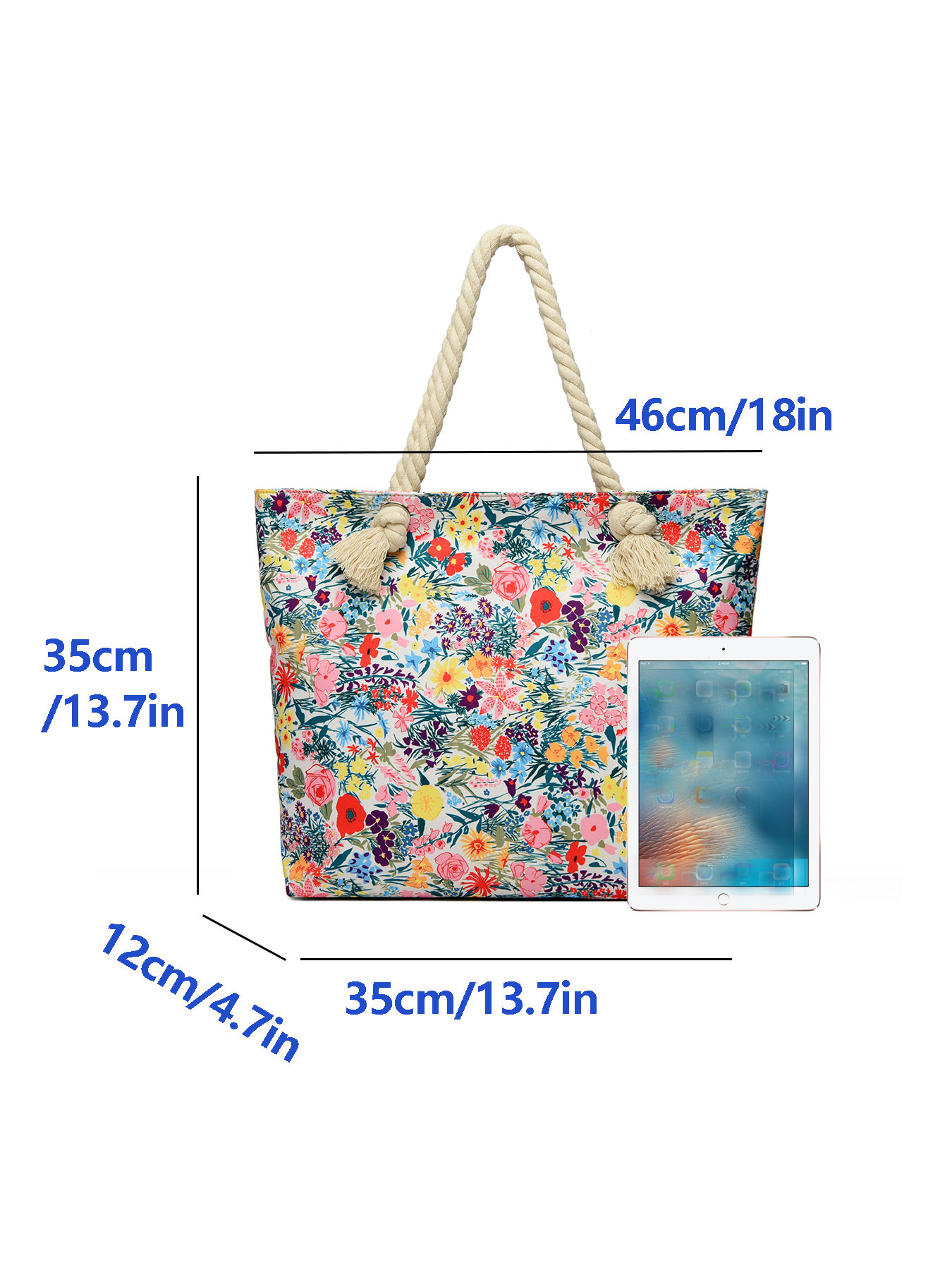 Only Self Pickup---Art Flower Pattern Beach Bags For Women, Beach Bag Tote Waterproof Sandproof, Beach Bags For Women — foto 5