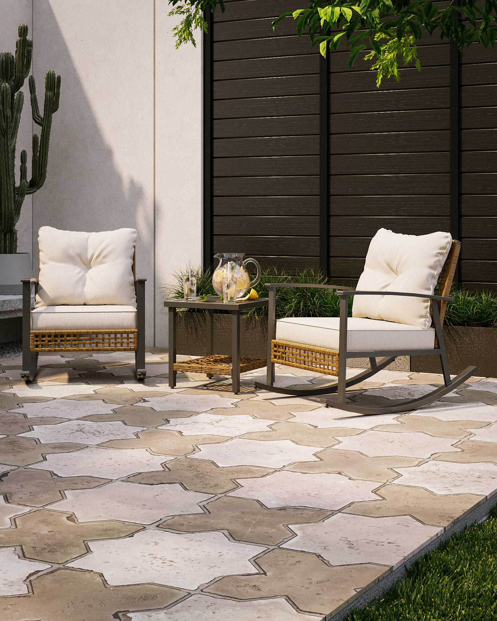 3 Piece Rocking Wicker Set