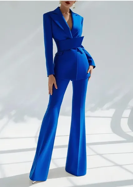 Sapphire Blue Suede Vintage 2 Piece Suit Pants - Shop at LoveMi