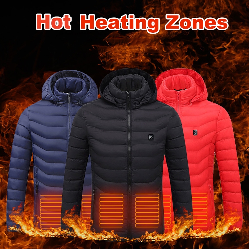 Winter Smart Couples Constant Temperature Cotton Clothing USB Electric Heating Women Heated Jacket Coat USB Electric Jacket Cotton Coat Heater Thermal Clothing Heating Vest Men's Clothes Winter