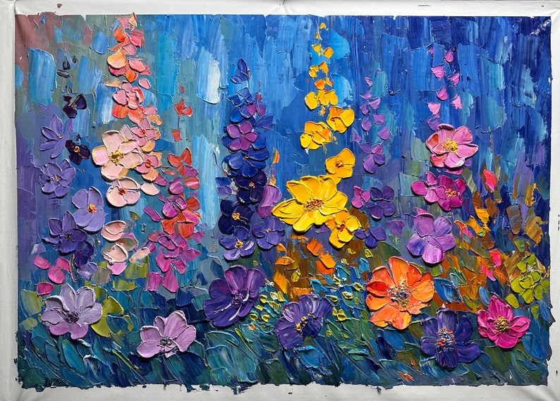 Handmade Oil Painting Canvas Wall Art Decoration 3D Thick Oil Flowers Modern Abstract Texture For Home Decor Rolled Frameless Unstretched Painting