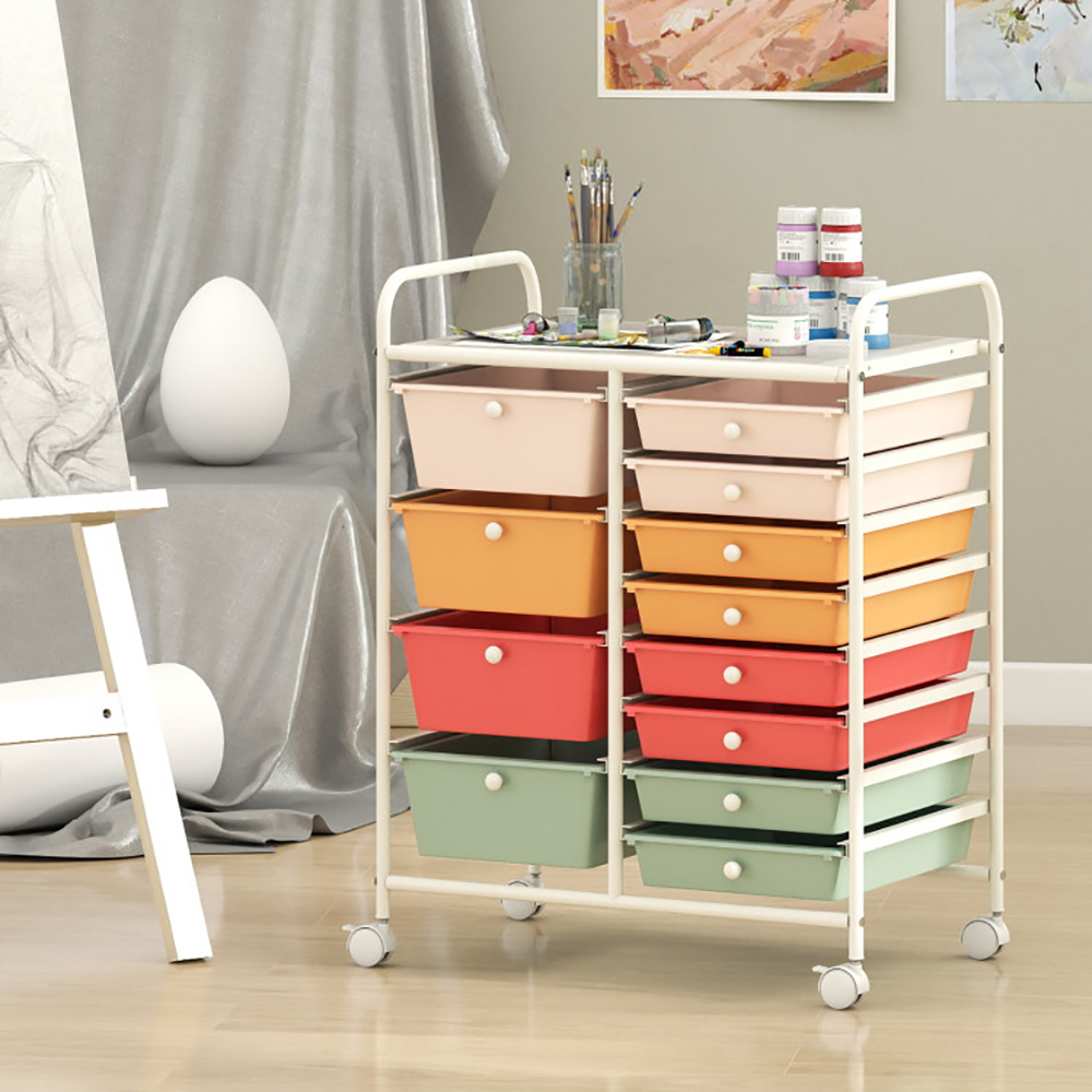 12-Drawer Utility Rolling Cart With Drawers Multi-Use Storage_voghion.com
