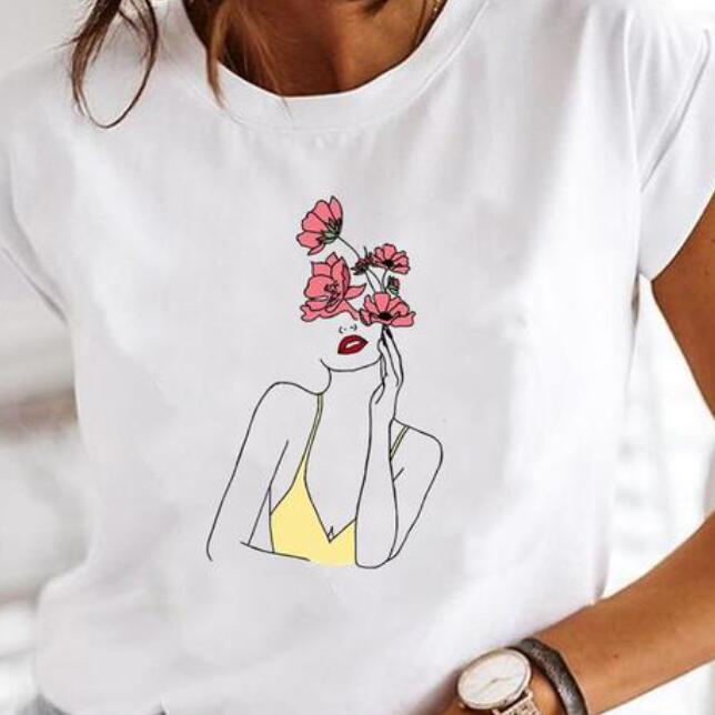 European And American Digital Printing Casual Round Neck Short Sleeves T-shirt