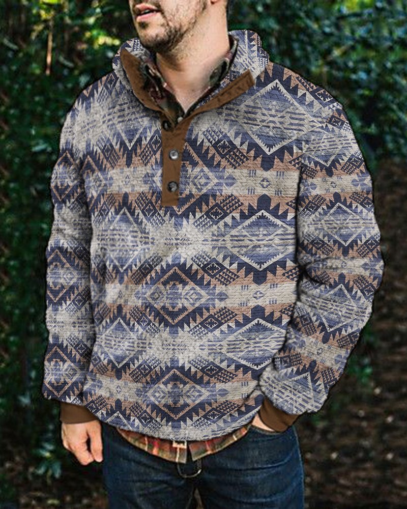 Autumn And Winter Casual Button Pocket Flannel Plush Men's Sweater