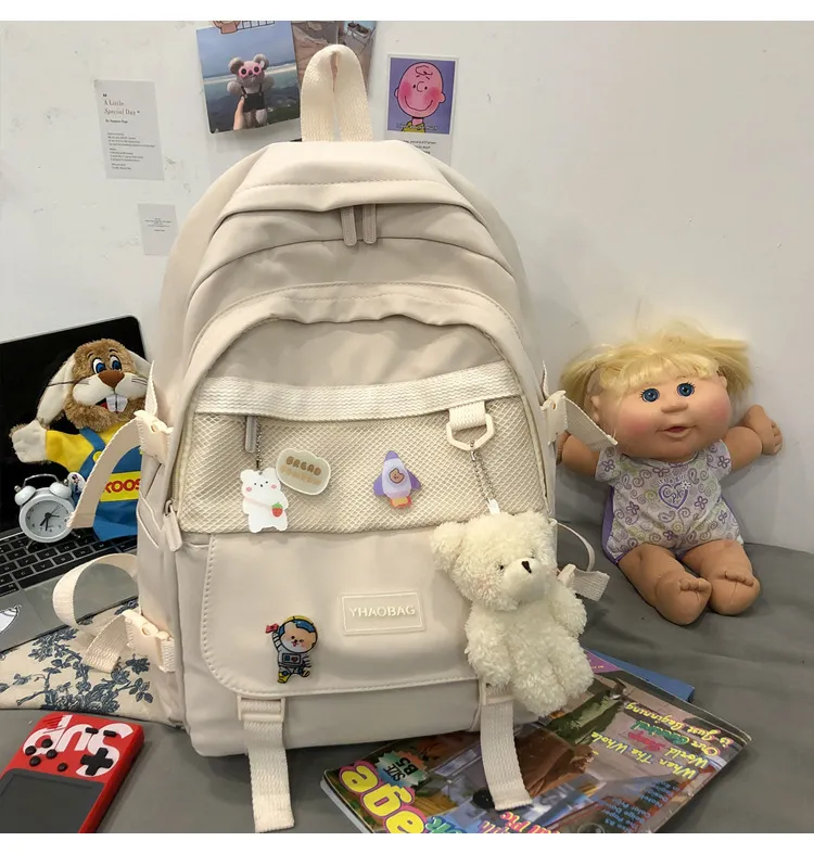 College Style College Student Backpack - White