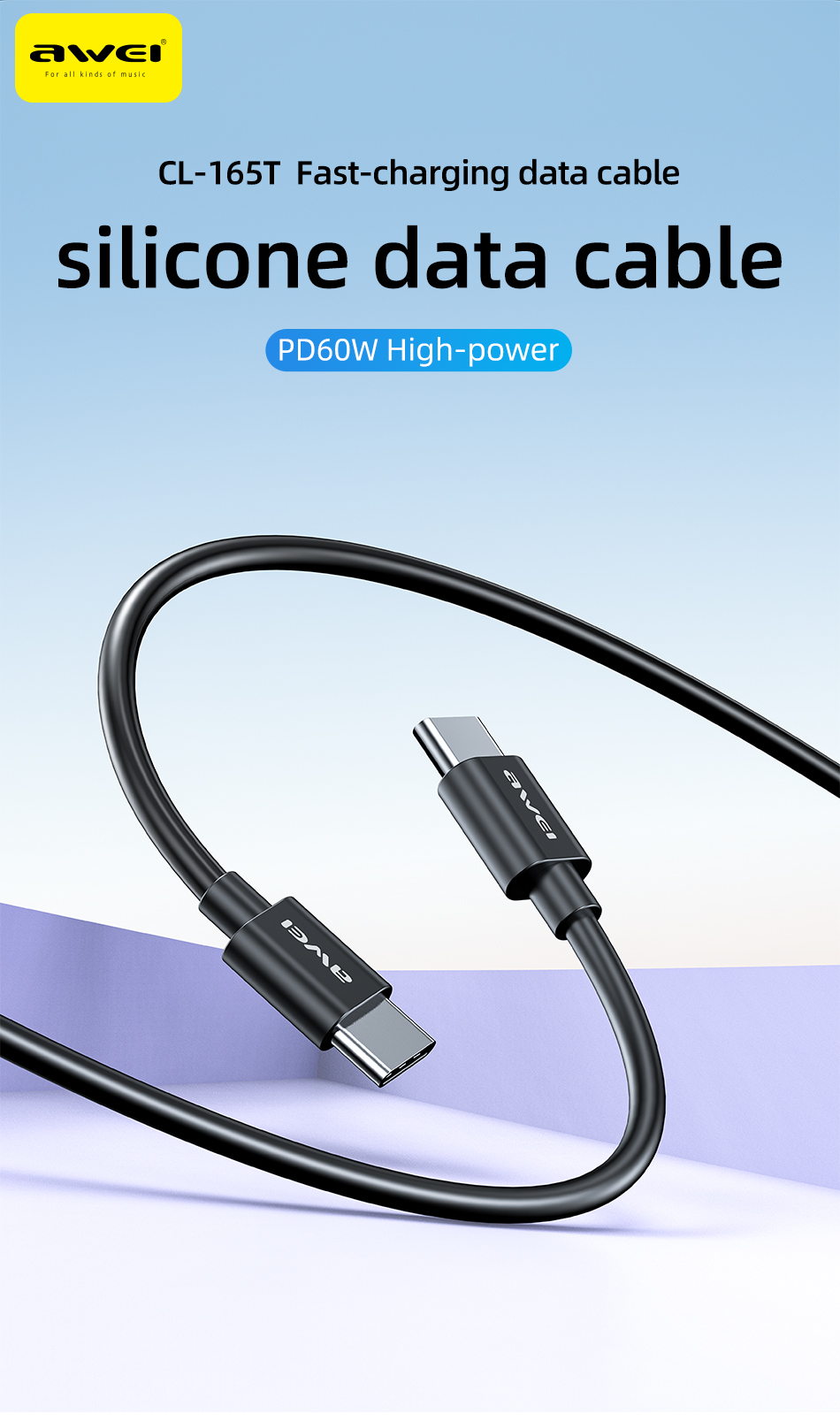 AWEI Type-C To Type-C Fast Charging Cable 1M